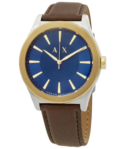 Armani Exchange Nico Brown Leather Strap Blue Dial Quartz Watch for Gents – AX2334