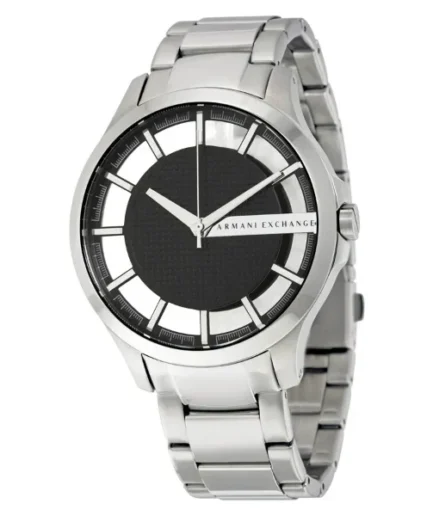Armani Exchange Silver Stainless Steel Black Dial Quartz Watch for Gents – AX2179
