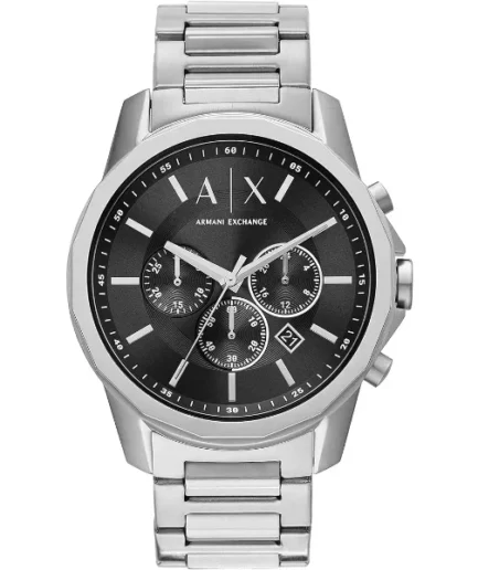 Armani Exchange Silver Stainless Steel Black Dial Chronograph Quartz Watch for Gents – AX1720