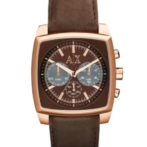 Armani Exchange Men’s Quartz Brown Leather Strap Brown Dial 40mm Watch AX2252