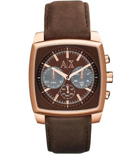 Armani Exchange Men’s Quartz Brown Leather Strap Brown Dial 40mm Watch AX2252