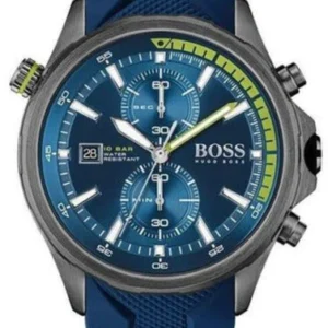 HUGO BOSS Globetrotter Blue Silicone Strap Blue Dial Chronograph Quartz Watch for Gents – 1513821