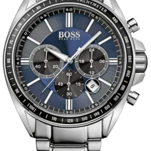 HUGO BOSS Driver Sport Silver Stainless Steel Blue Dial Chronograph Quartz Watch for Gents – 1513081