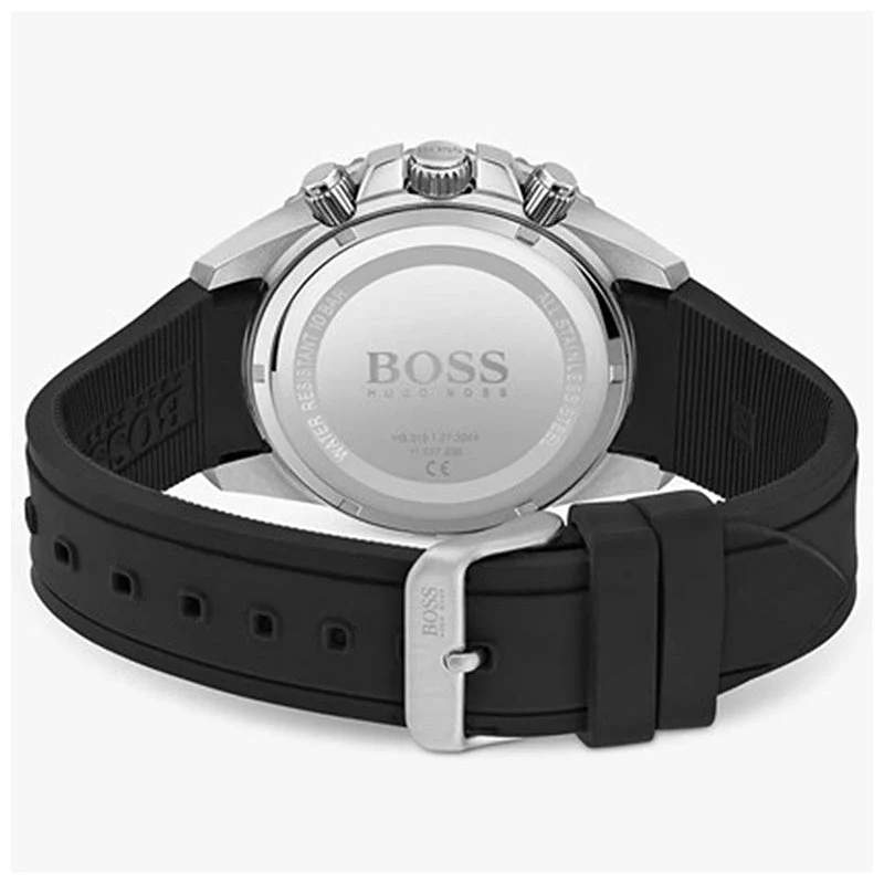 HUGO BOSS Admiral Black Silicone Strap Black Dial Chronograph Quartz Watch for Gents – 1513912 - Image 6