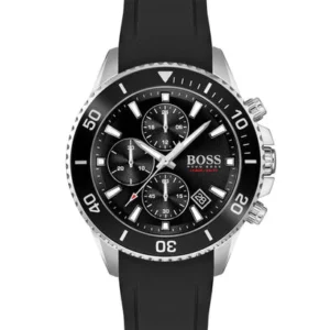 HUGO BOSS Admiral Black Silicone Strap Black Dial Chronograph Quartz Watch for Gents – 1513912