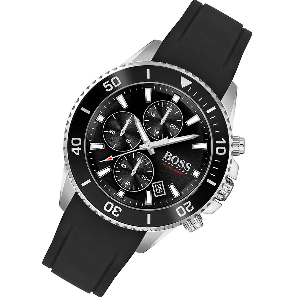 HUGO BOSS Admiral Black Silicone Strap Black Dial Chronograph Quartz Watch for Gents – 1513912 - Image 4