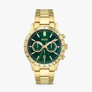 HUGO BOSS Allure Gold Stainless Steel Green Dial Chronograph Quartz Watch for Gents – 1513923