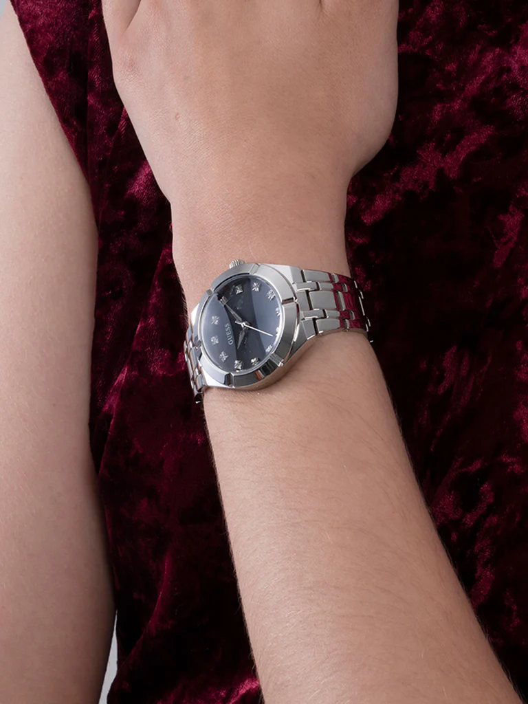 Guess Silver Stainless Steel Black Dial Quartz Watch for Ladies – GW0114L1 - Image 3