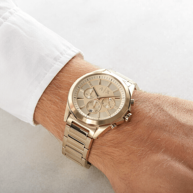 Armani Exchange Gold Stainless Steel Gold Dial Chronograph Quartz Watch for Gents – AX2602 - Image 2