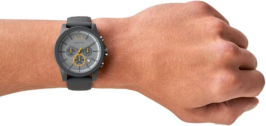 Armani Exchange Grey Silicone Strap Grey Dial Chronograph Quartz Watch for Gents – AX7123 - Image 3