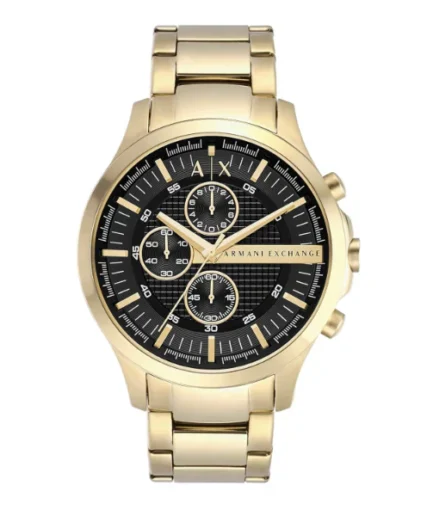 Armani Exchange Gold Stainless Steel Black Dial Chronograph Quartz Watch for Gents – AX2137
