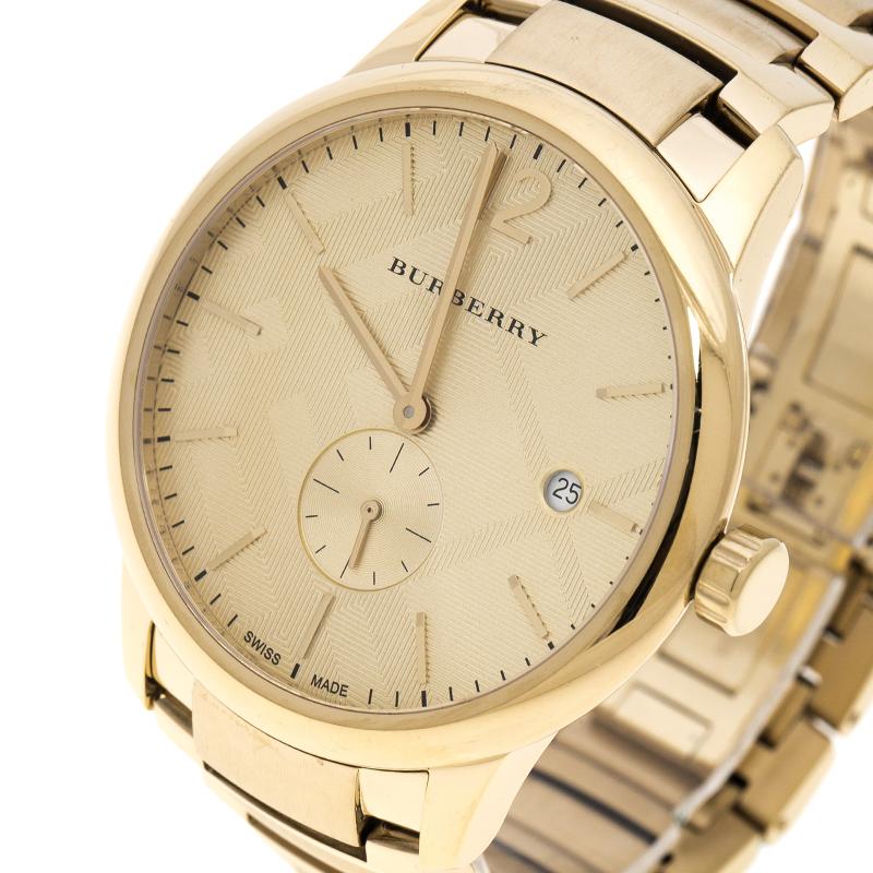 Burberry The Classic Gold Stainless Steel Gold Dial Quartz Watch for Gents – BU10006 - Image 3