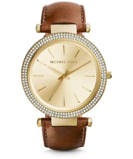Michael Kors Darci Brown Leather Strap Gold Dial Quartz Watch for Ladies – MK2363