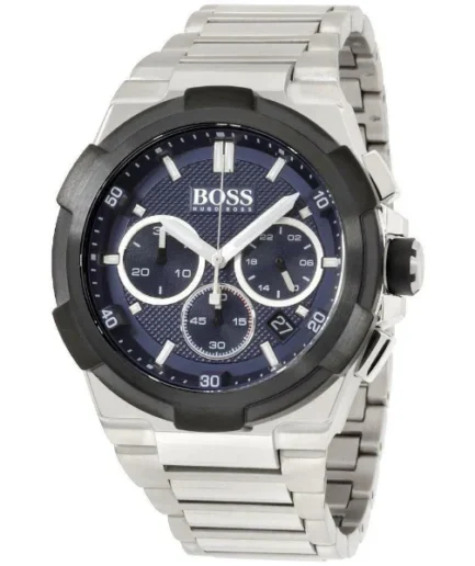 HUGO BOSS Supernova Silver Stainless Steel Blue Dial Chronograph Quartz Watch for Gents – 1513360
