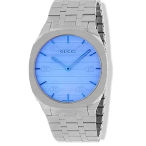 Gucci 25H Silver Stainless Steel Blue Dial Quartz Unisex Watch – YA163408