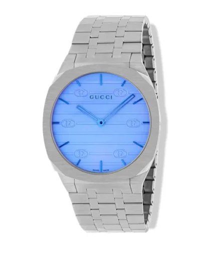 Gucci 25H Silver Stainless Steel Blue Dial Quartz Unisex Watch – YA163408