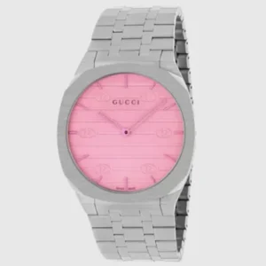 Gucci 25H Silver Stainless Steel Pink Dial Quartz Unisex Watch – YA163408