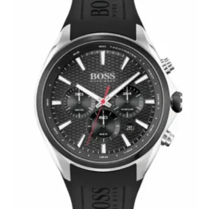HUGO BOSS Sport Black Silicone Strap Black Dial Chronograph Quartz Watch for Gents – 1513855