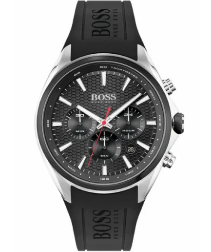 HUGO BOSS Sport Black Silicone Strap Black Dial Chronograph Quartz Watch for Gents – 1513855