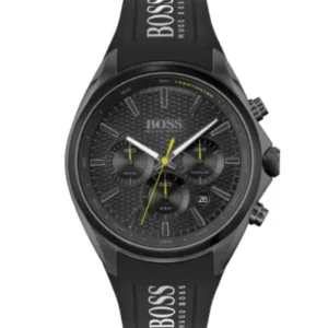 HUGO BOSS Sport Black Silicone Strap Black Dial Chronograph Quartz Watch for Gents – 1513859
