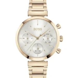 HUGO BOSS Flawless Gold Mesh Bracelet Silver Dial Chronograph Quartz Watch for Ladies – 1502531