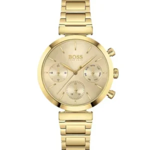 HUGO BOSS Flawless Gold Mesh Bracelet Gold Dial Chronograph Quartz Watch for Ladies – 1502532