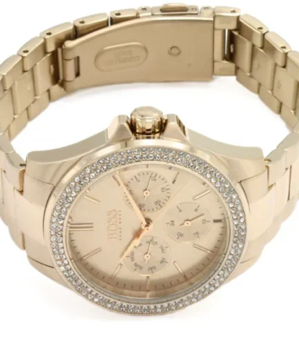 HUGO BOSS Premiere Gold Stainless Steel Gold Dial Quartz Watch for Ladies – 1502443 - Image 2
