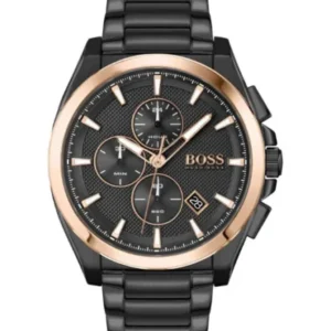 HUGO BOSS Grandmaster Black Stainless Steel Black Dial Chronograph Quartz Watch for Gents – 1513885