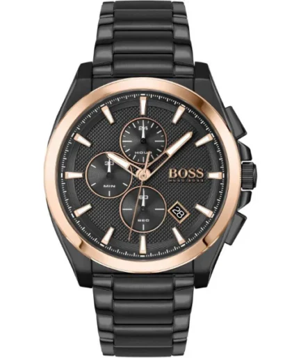 HUGO BOSS Grandmaster Black Stainless Steel Black Dial Chronograph Quartz Watch for Gents – 1513885