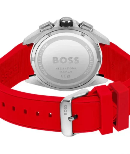 HUGO BOSS Volane Red Silicone Strap Black Dial Chronograph Quartz Watch for Gents – 1513959 - Image 2