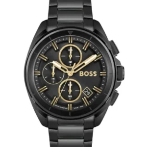 HUGO BOSS Volane Black Stainless Steel Black Dial Chronograph Quartz Watch for Gents – 1513950