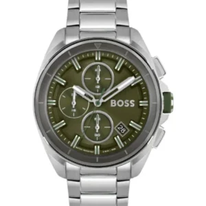 HUGO BOSS Volane Silver Stainless Steel Green Dial Chronograph Quartz Watch for Gents – 1513951