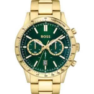 HUGO BOSS Allure Gold Stainless Steel Green Dial Chronograph Quartz Watch for Gents – 1513923