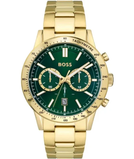 HUGO BOSS Allure Gold Stainless Steel Green Dial Chronograph Quartz Watch for Gents – 1513923