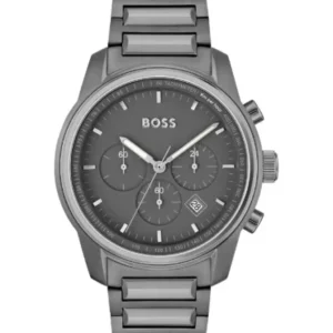 HUGO BOSS Trace Grey Stainless Steel Grey Dial Chronograph Quartz Watch for Gents – 1514005