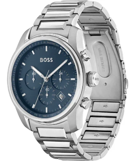 HUGO BOSS Trace Silver Stainless Steel Blue Dial Chronograph Quartz Watch for Gents – 1514007 - Image 2
