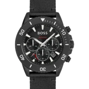 HUGO BOSS Admiral Black Plastic/Resin Strap Black Dial Chronograph Quartz Watch for Gents – 1513918