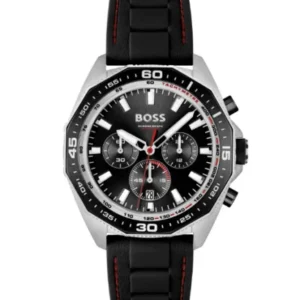 HUGO BOSS Energy Black Silicone Strap Black Dial Chronograph Quartz Watch for Gents – 1513969