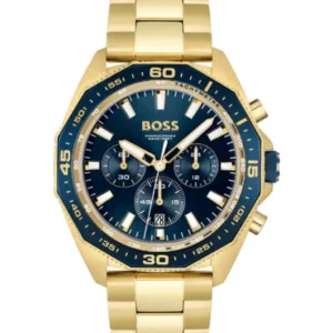 HUGO BOSS Energy Gold Stainless Steel Blue Dial Chronograph Quartz Watch for Gents – 1513973