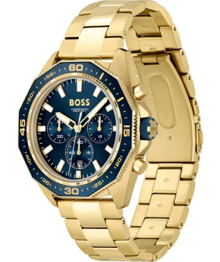 HUGO BOSS Energy Gold Stainless Steel Blue Dial Chronograph Quartz Watch for Gents – 1513973 - Image 2