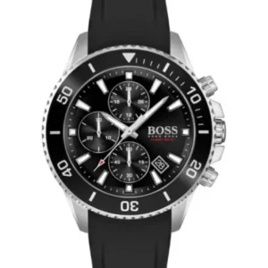 HUGO BOSS Admiral Black Silicone Strap Black Dial Chronograph Quartz Watch for Gents – 1513912
