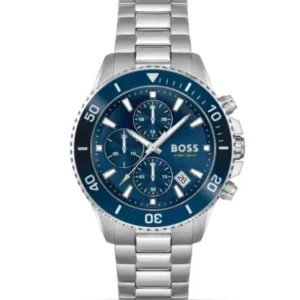 HUGO BOSS Admiral Silver Stainless Steel Blue Dial Chronograph Quartz Watch for Gents – 1513907