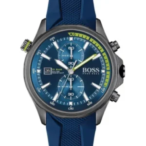 HUGO BOSS Globetrotter Blue Silicone Strap Blue Dial Chronograph Quartz Watch for Gents – 1513821