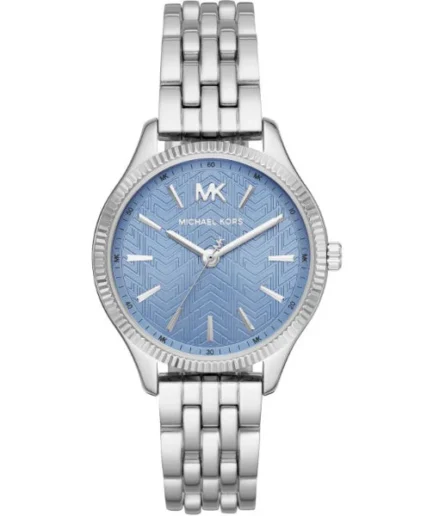 Michael Kors Lexington Silver Stainless Steel Blue Dial Quartz Watch for Ladies – MK-6639