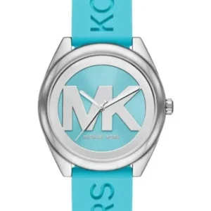 Michael Kors Janelle Aqua Blue Silicone Strap Aqua Blue Dial Quartz Watch for Ladies – MK-7350
