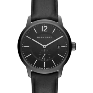 Burberry The Classic Black Leather Strap Black Dial Quartz Watch for Gents – BU10003