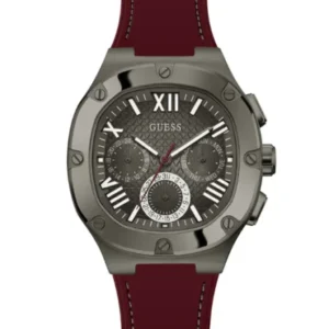 Guess Red Silicone Strap Grey Dial Chronograph Quartz Watch for Gents – GW0571G4