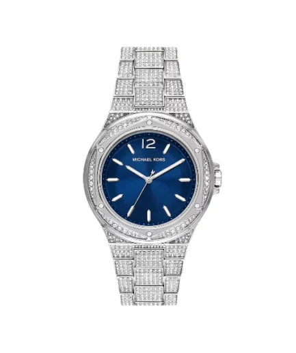 Michael Kors Lennox Silver Stainless Steel Blue Dial Chronograph Quartz Watch for Ladies – MK6990