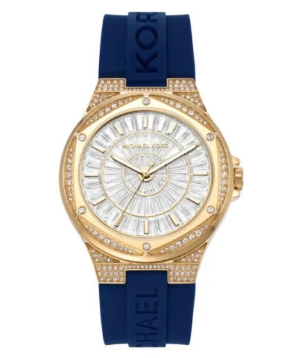 Michael Kors Lennox Blue Silicone Strap Clear Dial Quartz Watch for Ladies – MK7333