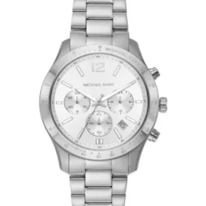 Michael Kors Silver Stainless Steel Silver Dial Chronograph Quartz Watch for Ladies – MK7413